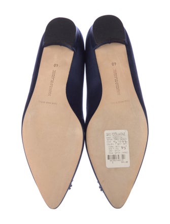 Manolo Blahnik Satin Crystal Embellishments Flats