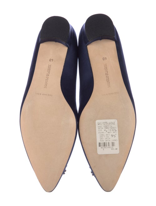 Manolo Blahnik Satin Crystal Embellishments Flats
