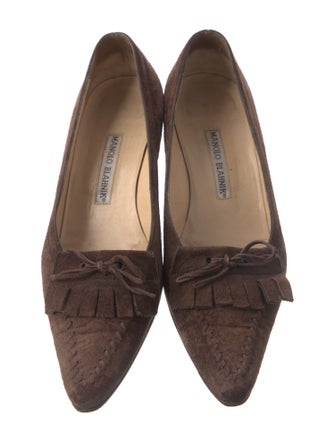 Manolo Blahnik Suede Bow Accents Pumps