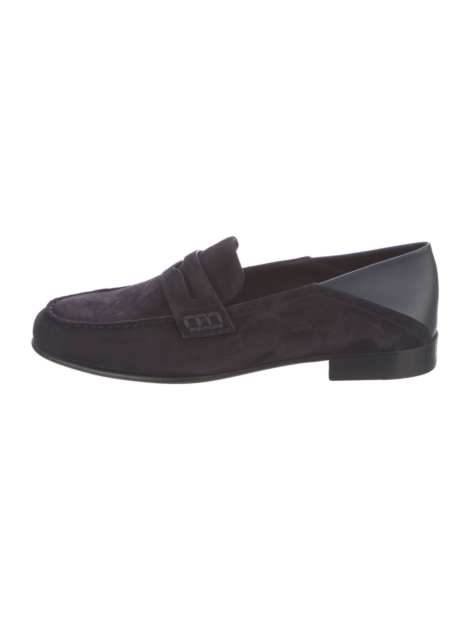 Manolo Blahnik Suede Leather Trim Embellishment Loafers