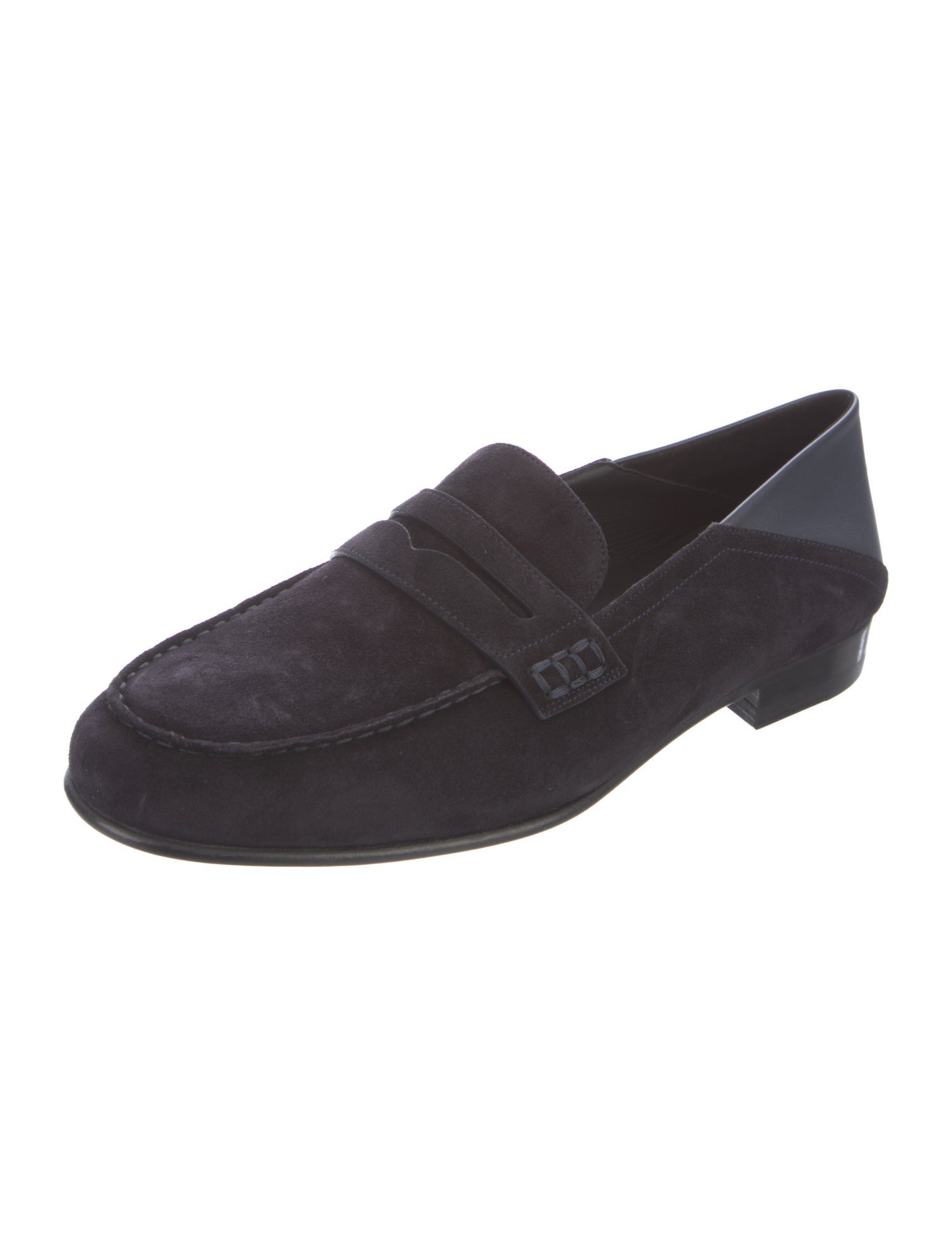 Manolo Blahnik Suede Leather Trim Embellishment Loafers