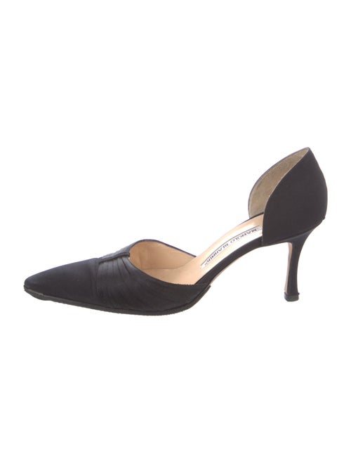 Manolo Blahnik Satin Cutout Accent D'Orsay Pumps