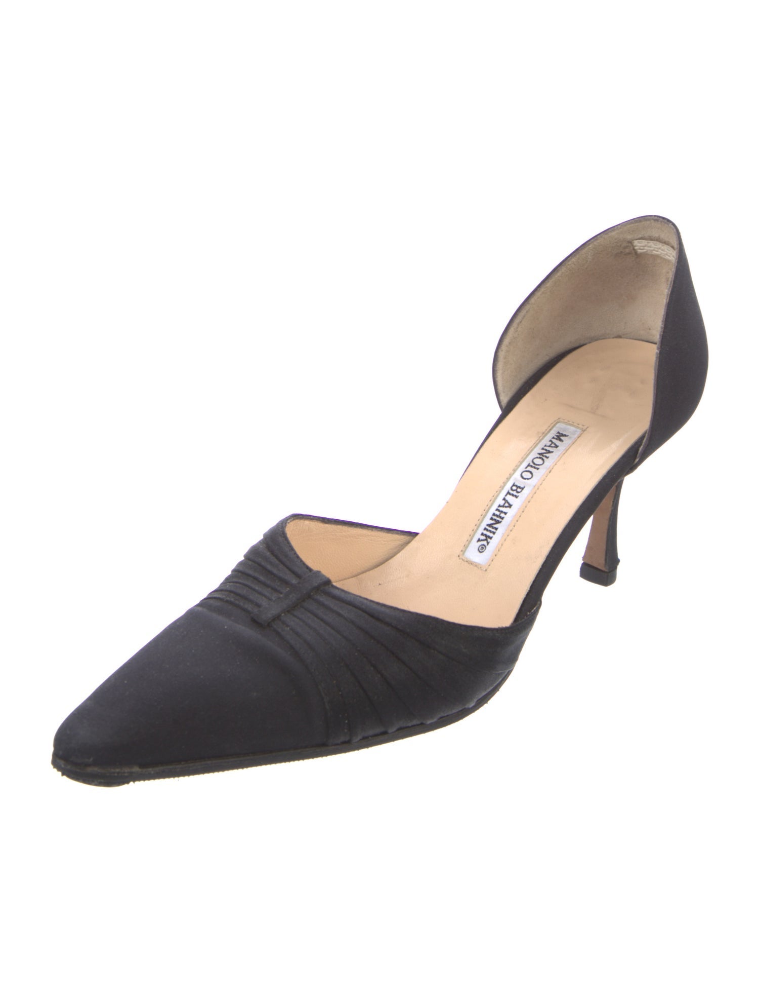 Manolo Blahnik Satin Cutout Accent D'Orsay Pumps