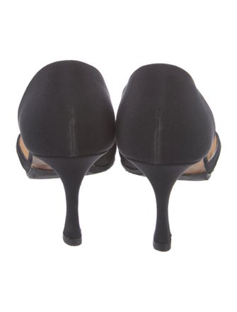 Manolo Blahnik Satin Cutout Accent D'Orsay Pumps