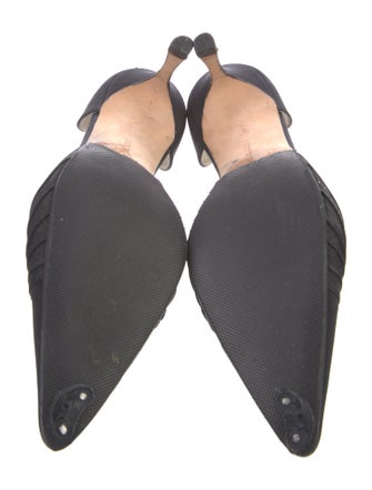 Manolo Blahnik Satin Cutout Accent D'Orsay Pumps