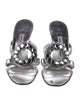 Manolo Blahnik Leather Crystal Embellishments Slides