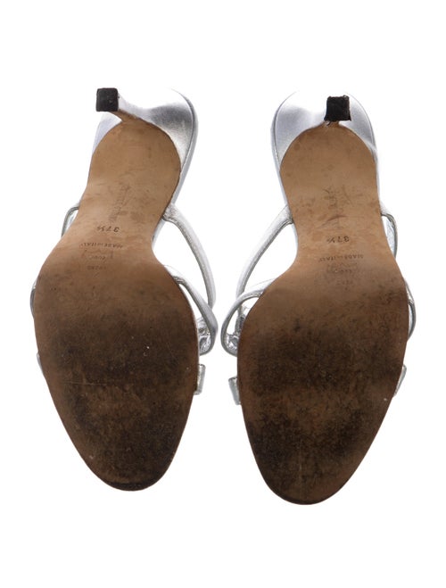 Manolo Blahnik Leather Crystal Embellishments Slides