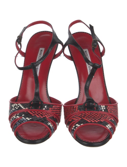Manolo Blahnik Leather Animal Print Slingback Sandals