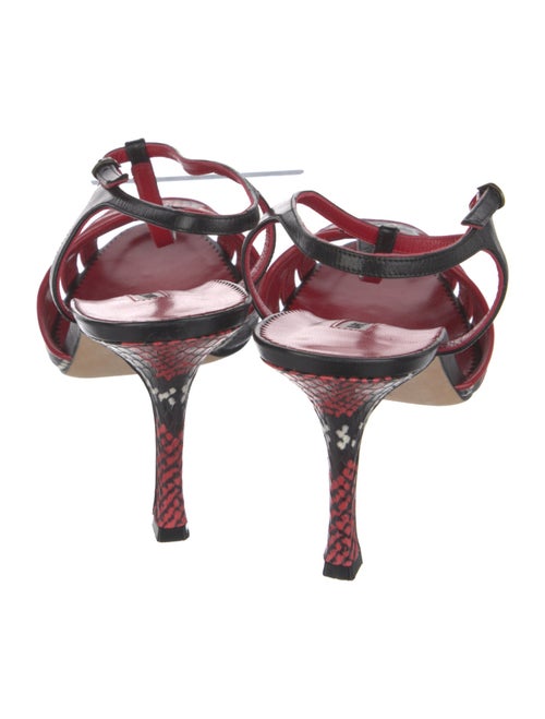 Manolo Blahnik Leather Animal Print Slingback Sandals