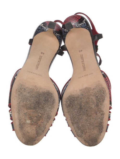 Manolo Blahnik Leather Animal Print Slingback Sandals