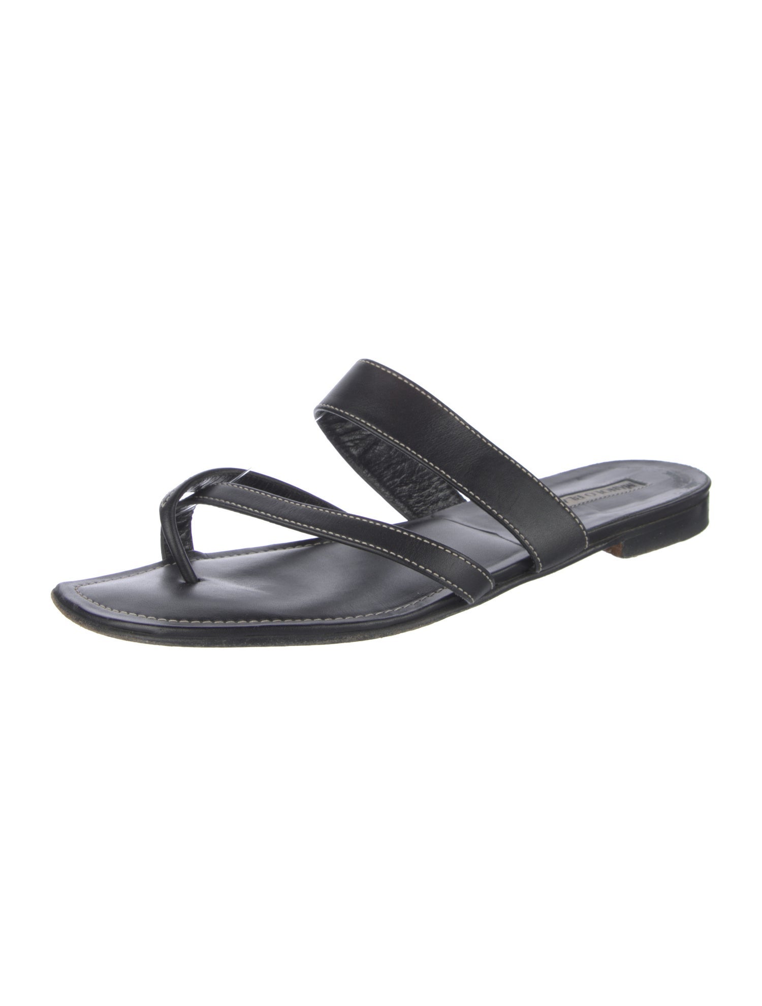 Manolo Blahnik Leather Slides