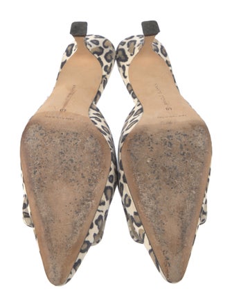 Manolo Blahnik Suede Animal Print Mules