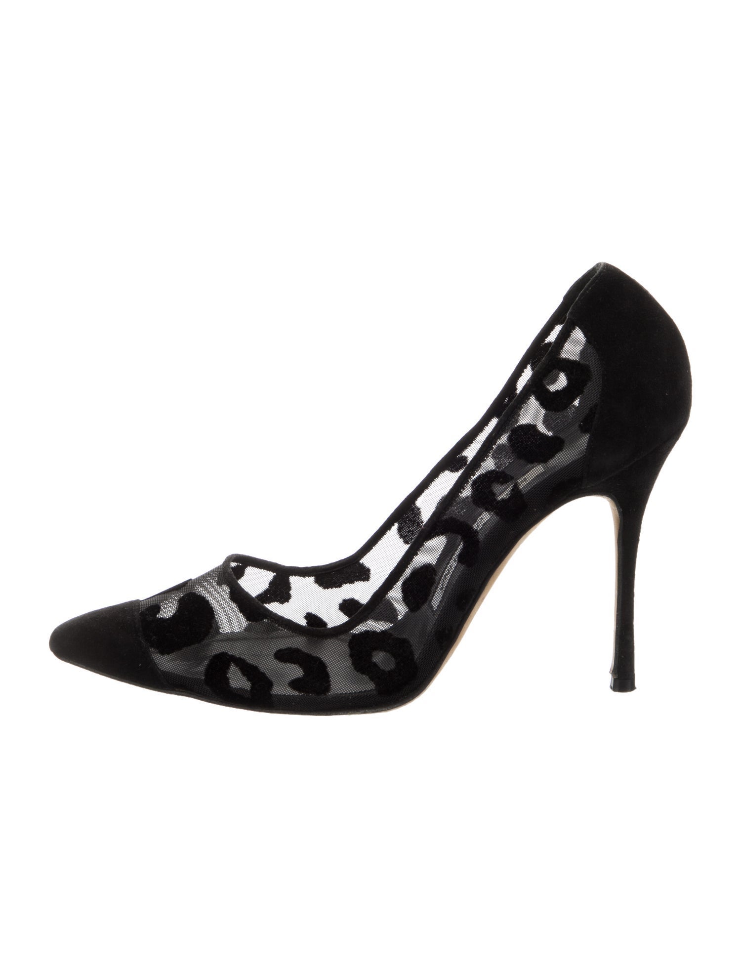 Manolo Blahnik Mesh Lace Pattern Pumps