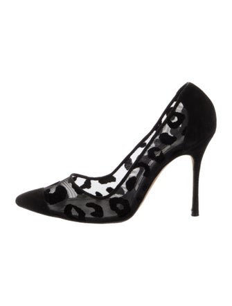 Manolo Blahnik Mesh Lace Pattern Pumps
