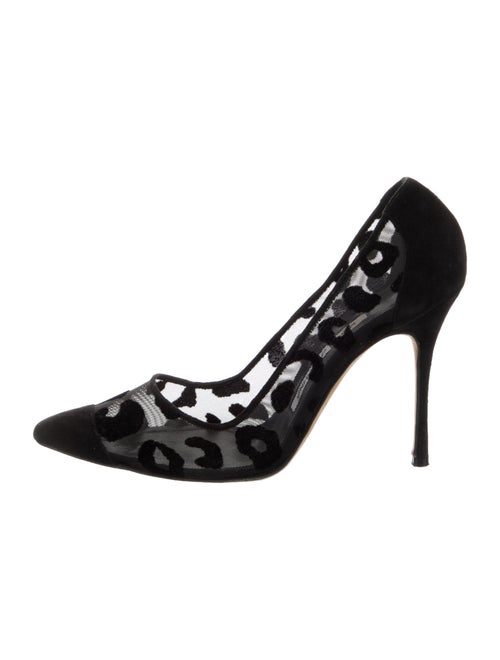 Manolo Blahnik Mesh Lace Pattern Pumps