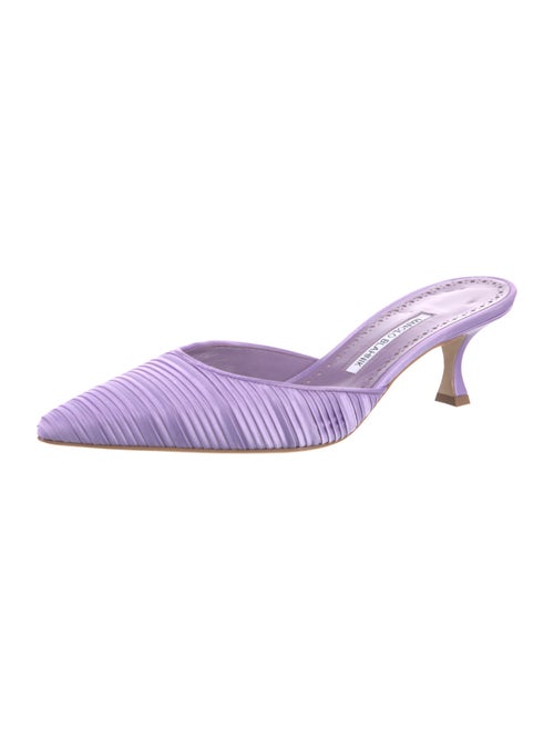 Manolo Blahnik Satin Printed Mules