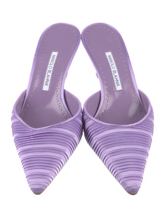 Manolo Blahnik Satin Printed Mules