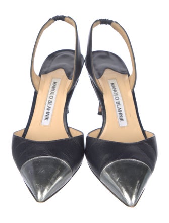 Manolo Blahnik Leather Slingback Pumps