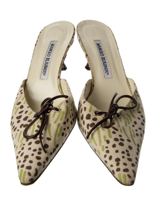 Manolo Blahnik Canvas Printed Mules