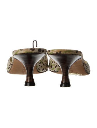 Manolo Blahnik Canvas Printed Mules