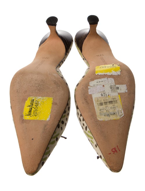 Manolo Blahnik Canvas Printed Mules