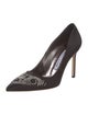Manolo Blahnik Satin Crystal Embellishments Pumps