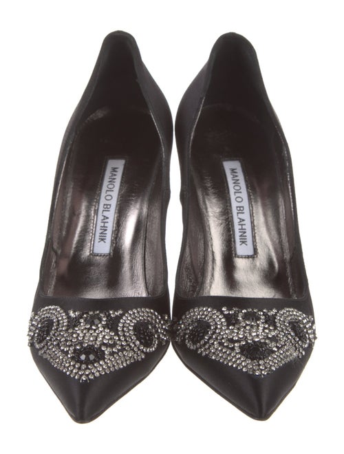 Manolo Blahnik Satin Crystal Embellishments Pumps