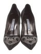 Manolo Blahnik Satin Crystal Embellishments Pumps