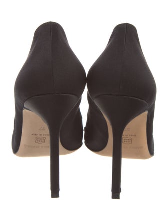 Manolo Blahnik Satin Crystal Embellishments Pumps