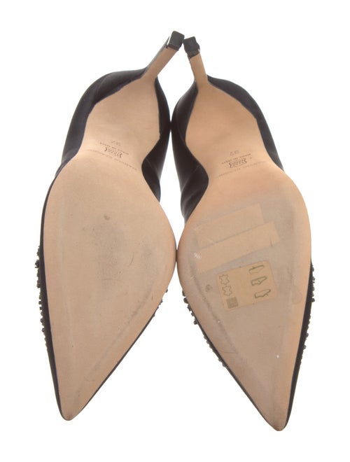 Manolo Blahnik Satin Crystal Embellishments Pumps