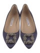 Manolo Blahnik Satin Crystal Embellishments Flats