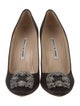 Manolo Blahnik Satin Crystal Embellishments Pumps