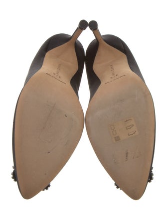 Manolo Blahnik Satin Crystal Embellishments Pumps