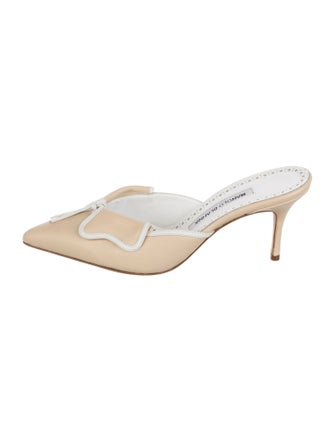 Manolo Blahnik Satin Crystal Embellishments Mules
