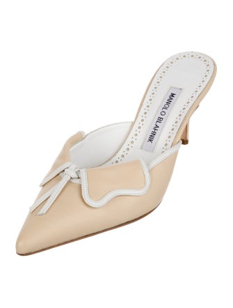 Manolo Blahnik Satin Crystal Embellishments Mules
