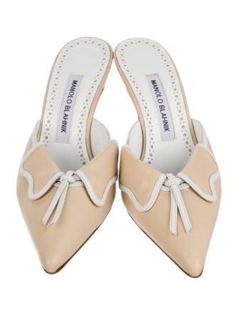 Manolo Blahnik Satin Crystal Embellishments Mules