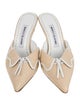 Manolo Blahnik Satin Crystal Embellishments Mules