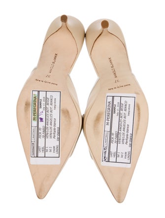 Manolo Blahnik Satin Crystal Embellishments Mules