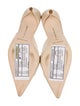 Manolo Blahnik Satin Crystal Embellishments Mules