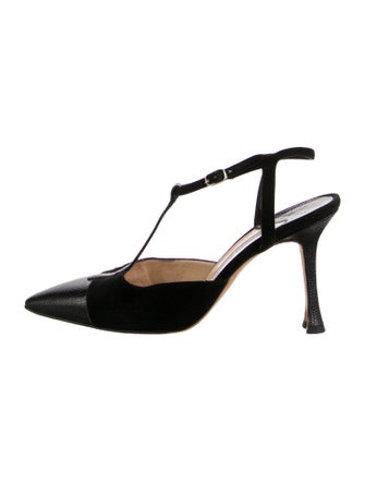 Manolo Blahnik Suede T-Strap Pumps