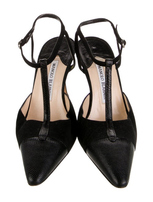 Manolo Blahnik Suede T-Strap Pumps