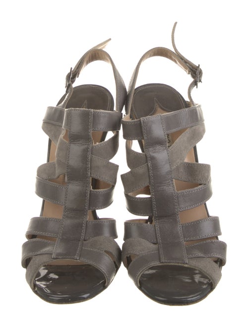 Manolo Blahnik Leather Cutout Accent Slingback Sandals