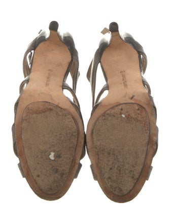 Manolo Blahnik Leather Cutout Accent Slingback Sandals