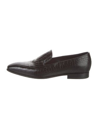 Manolo Blahnik Embossed Leather Loafers