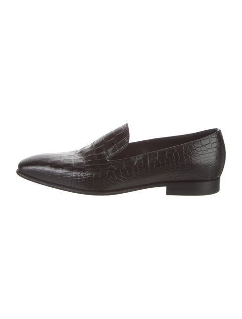 Manolo Blahnik Embossed Leather Loafers