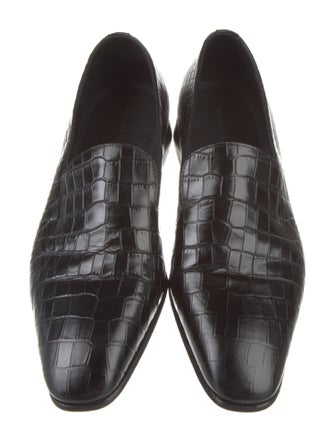 Manolo Blahnik Embossed Leather Loafers
