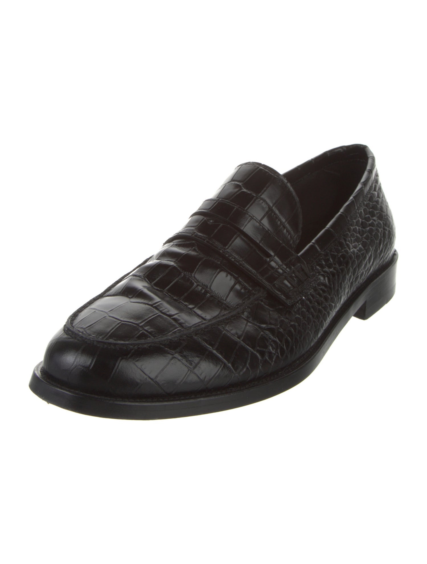 Manolo Blahnik Embossed Leather Dress Loafers