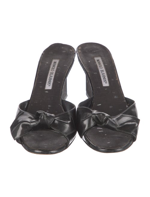 Manolo Blahnik Leather Bow Accents Slides