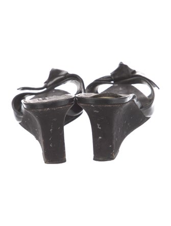 Manolo Blahnik Leather Bow Accents Slides