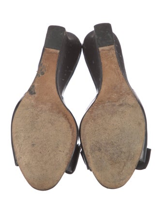 Manolo Blahnik Leather Bow Accents Slides